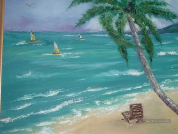 plage Tableau Peinture - plage de palmiers
